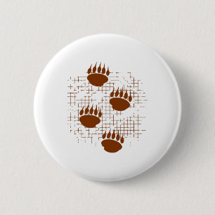 Bear Cub Paw Prints On Distressed Background 2 Inch Round Button
