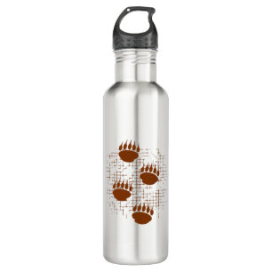 Bear Cub Paw Prints On Distressed Background 710 Ml Water Bottle