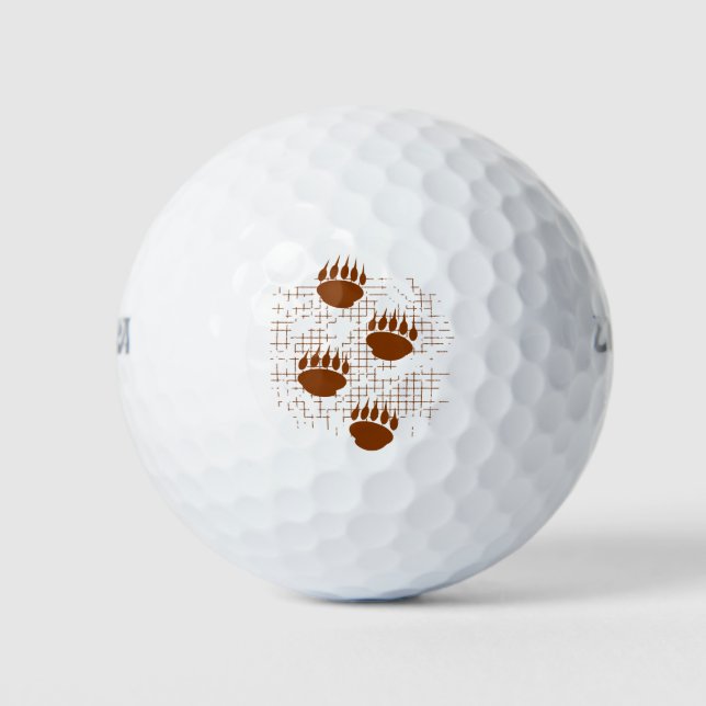 Bear Cub Paw Prints On Distressed Background Golf Balls (Front)