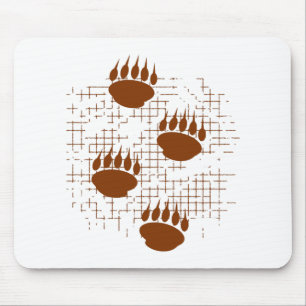 Bear Cub Paw Prints On Distressed Background Mouse Pad