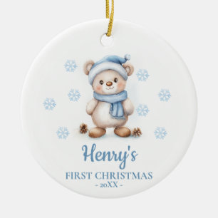 Bear Cub Personalized Baby's First Christmas Ceramic Ornament