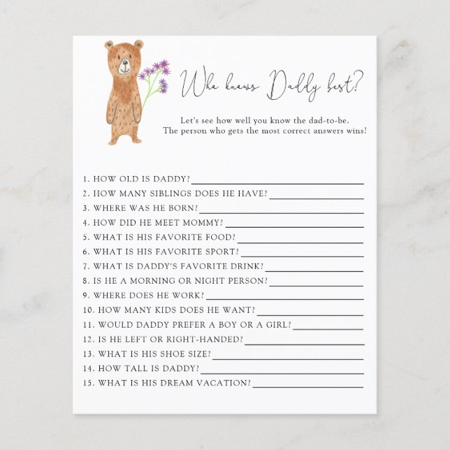 Bear cub - Who knows DADDY best (Front)