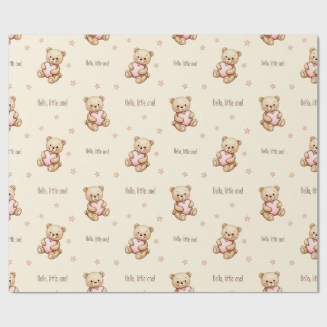 Bear Cubs with Hearts by Natasha Us   Wrapping Paper (Flat)