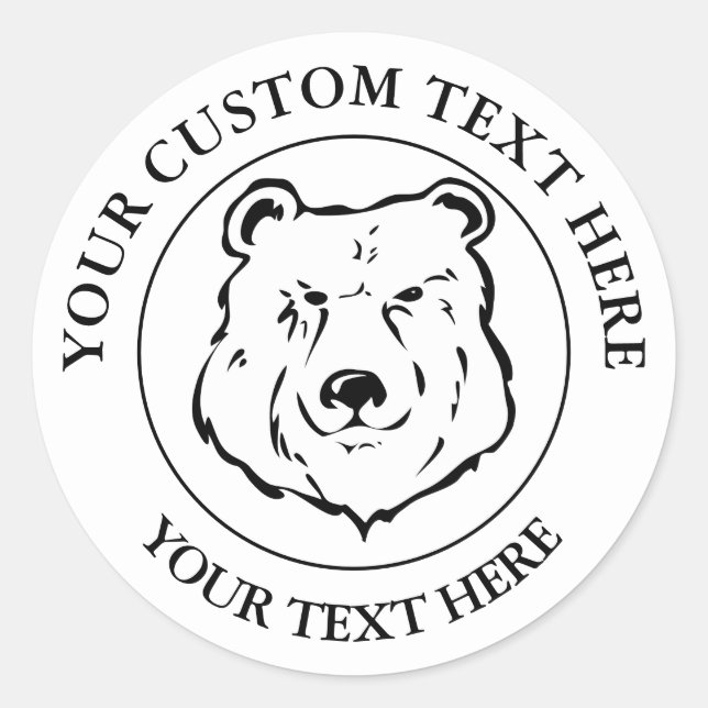 Bear Custom Text Classic Icon Logo 1 1/2" Classic Round Sticker (Front)