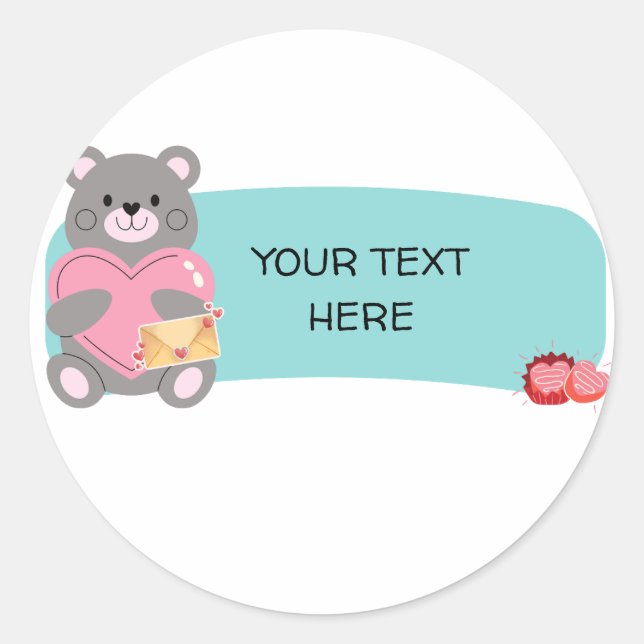 BEAR  CUSTOMIZABLE  CLASSIC ROUND STICKER (Front)