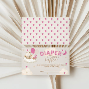 Bear Cute Balloons Blush Pink Diaper Raffle Enclosure Card