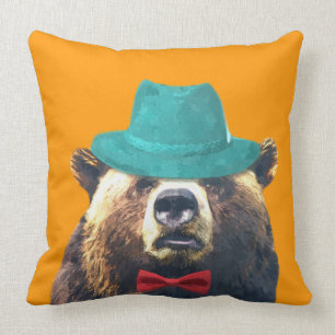 Bear cute funny woodland animal nursery kid room throw pillow