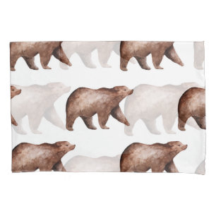 Bear Cuteness: Watercolor Animal Pattern Pillowcase