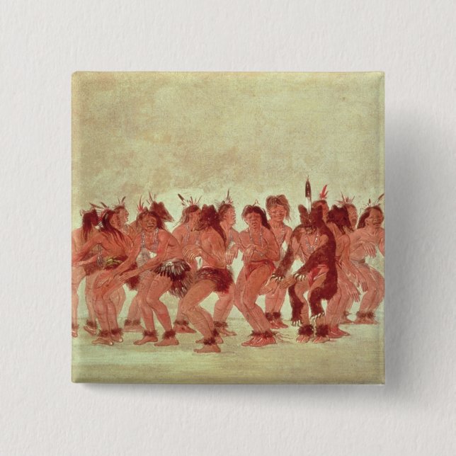 Bear Dance 2 Inch Square Button (Front)
