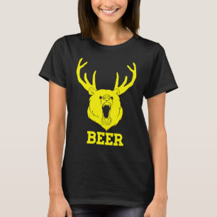 Bear Deer Antlers Funny Craft Beer Retro Graphic T T-Shirt