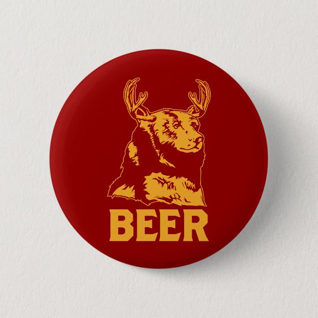 Bear + Deer = Beer 2 Inch Round Button (Front)