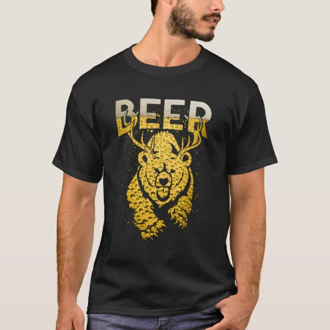 Bear Deer Beer Bear Hunter Hunting T-Shirt (Front)