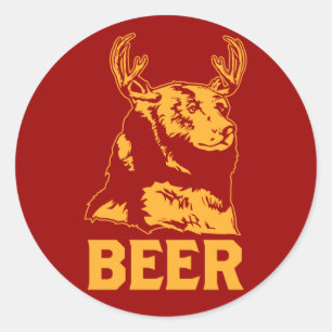 Bear + Deer = Beer Classic Round Sticker