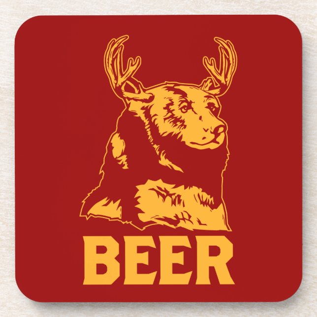 Bear + Deer = Beer Coaster (Front)