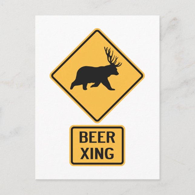 Bear Deer Beer Crossing Postcard (Front)