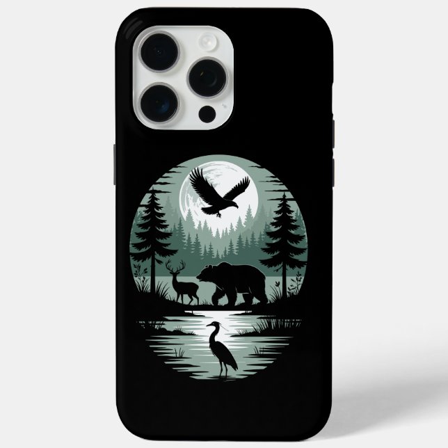 Bear Deer Eagle Moon Forest Silhouette Case-Mate iPhone Case (Back)