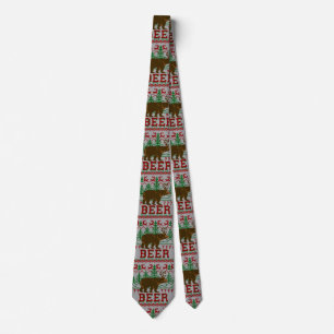 Bear Deer or Beer Christmas Jumper Knit Style Tie