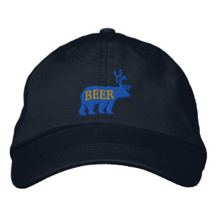 Bear Deer or Beer Embossed Embroidered Statement Hat