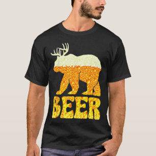 Bear Deer Vintage Beer Humor Dad Papa Brother T-Shirt