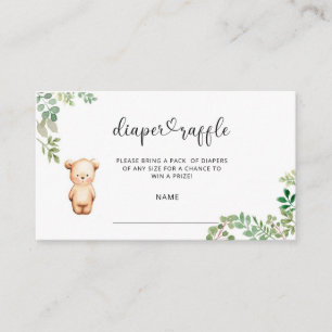 Bear diaper raffle ticket enclosure card