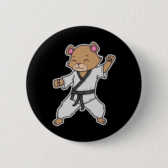 Bear Does Karate  2 Inch Round Button (Front)