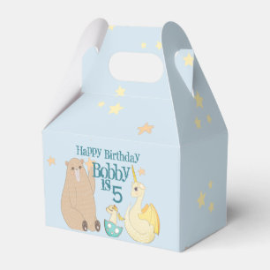 Bear, Dragons, Narwhal Baby Blue Birthday Favor Box