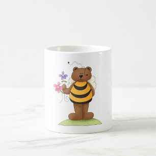 Bear Dressed as Bumblebee with Flowers Coffee Mug