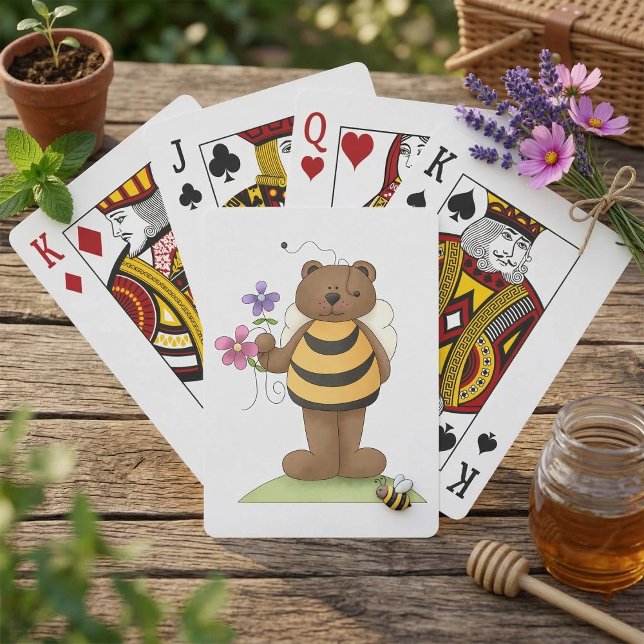 Bear Dressed as Bumblebee with Flowers Playing Cards (Creator Uploaded)