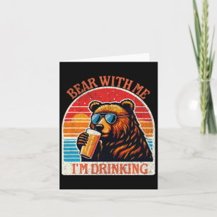 Bear Drinking Beer Outdoor Funny Grizzly Hiking  Card