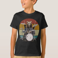 Bear Drummer Playing Drums Boy T-Shirt