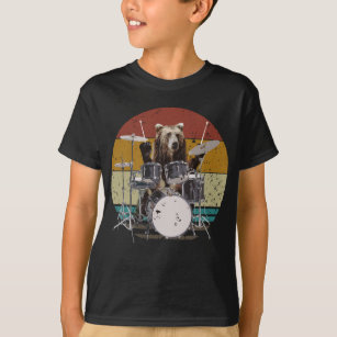 Bear Drummer Playing Drums Boy T-Shirt