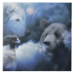 Bear, Eagle and Wolf Art Tile