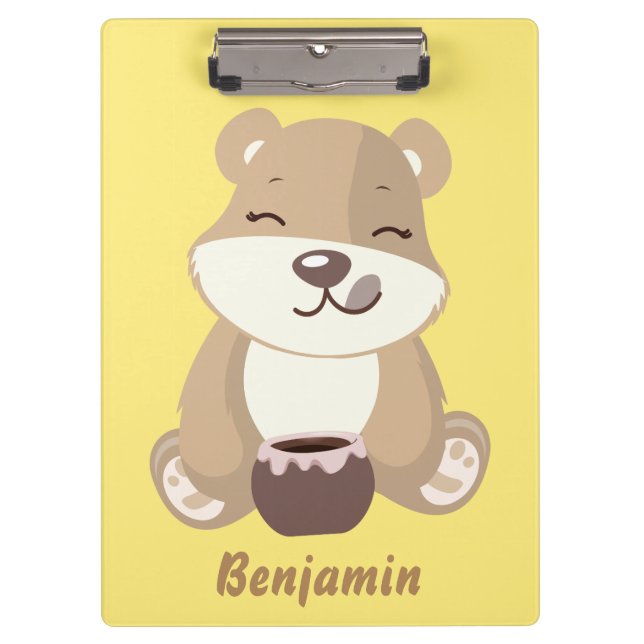 Bear eating honey clipboard (Front)