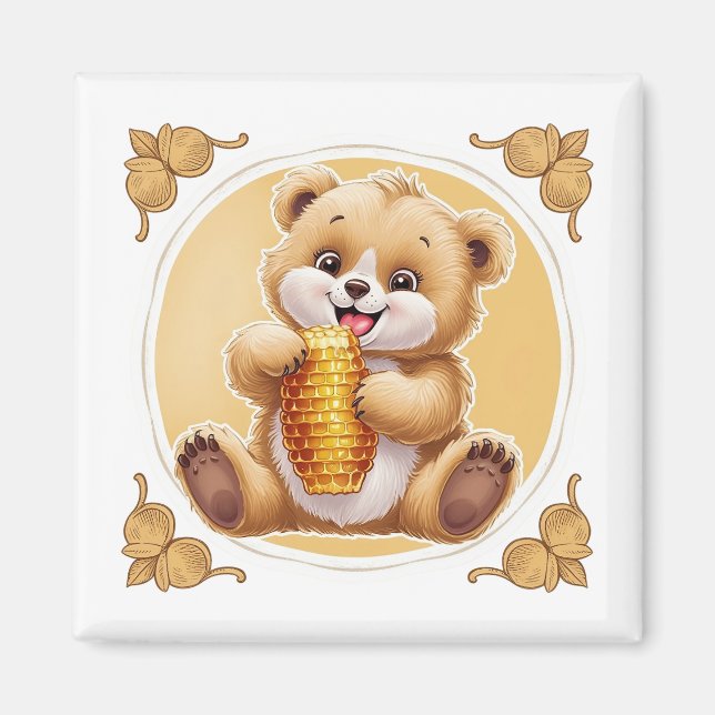 bear eating honey magnet (Front)