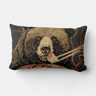 Bear Eating Sushi Throw Pillow