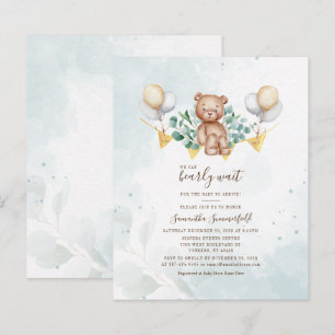 Bear Eucalyptus Watercolor Boy Baby Shower