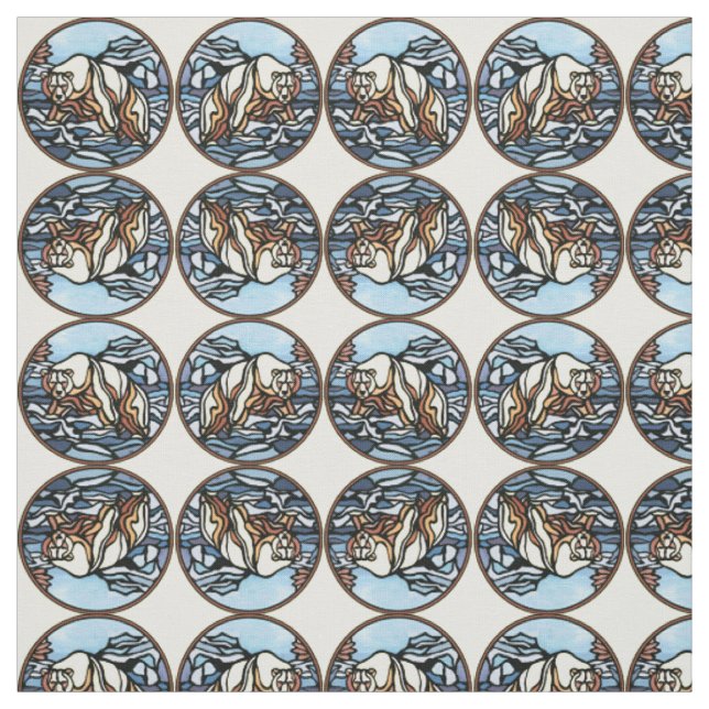 Bear Fabric Native Polar Bear Art Fabric Pattern (Swatch)
