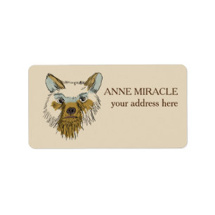 Bear Face Drawing Custom Shipping Labels