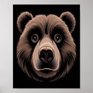 Bear Face Halloween Costume Brown Bear Animal Kids Poster