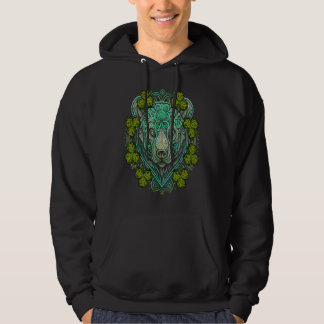Bear Face Head Mandala Irish Shamrock C St Patrick Hoodie