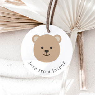 Bear Face Thank You Classic Round Sticker Favour Tags