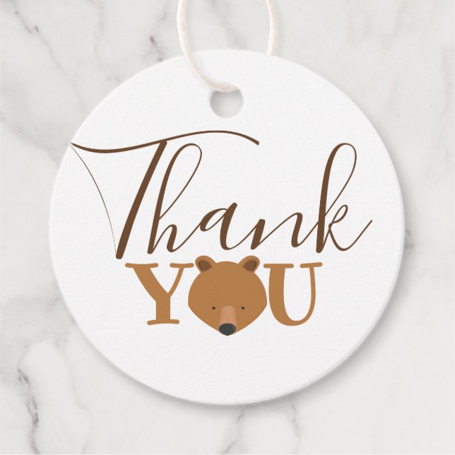 Bear Face Thank You Favour Tags (Front)