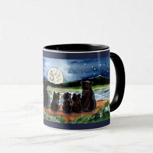 Bear Family and Moon Night Designer Blue Mug