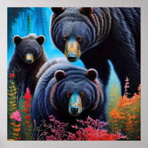 Bear family collage poster