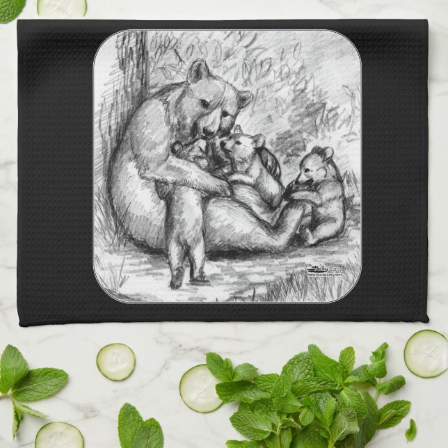 Bear Family Kitchen Towel (Folded)