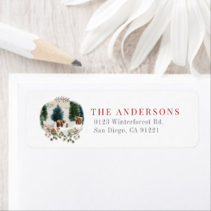 Bear Family Winter Forest Return Address