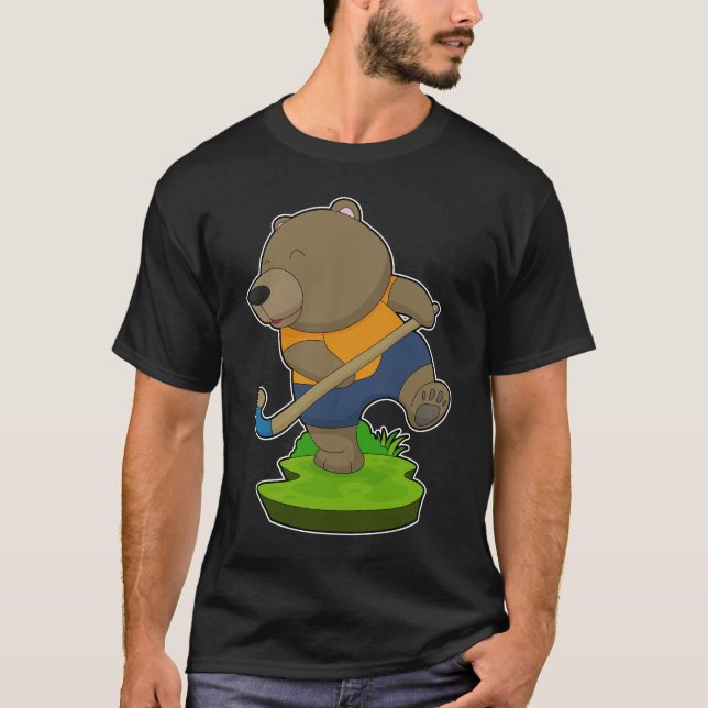 Bear Field hockey Hockey stick T-Shirt (Front)