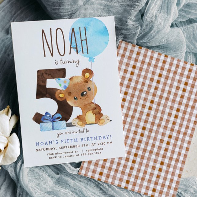 Bear Fifth Birthday Invitation (Creator Uploaded)