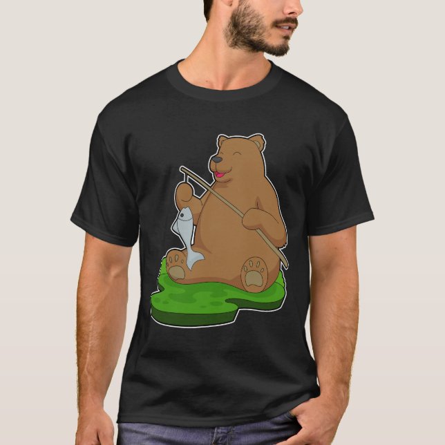 Bear Fisher Fish Fishing T-Shirt (Front)