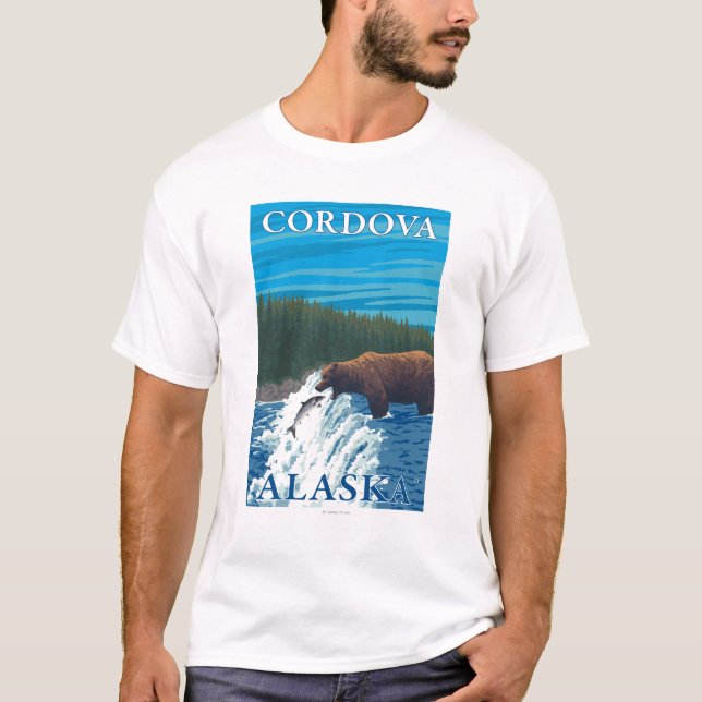 Bear Fishing in River - Cordova, Alaska T-Shirt (Front)